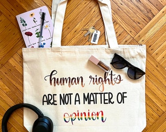 Human Rights Tote Bag, Canvas Tote Bag, Pride Tote, BLM Tote