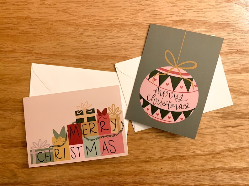 Merry Christmas Card Presents Card Etsy