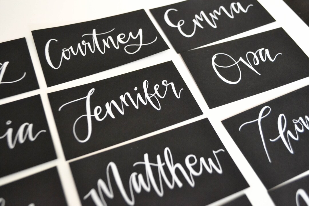 CUSTOM Black Place Cards Wedding Dinner Party Tent Cards - Etsy