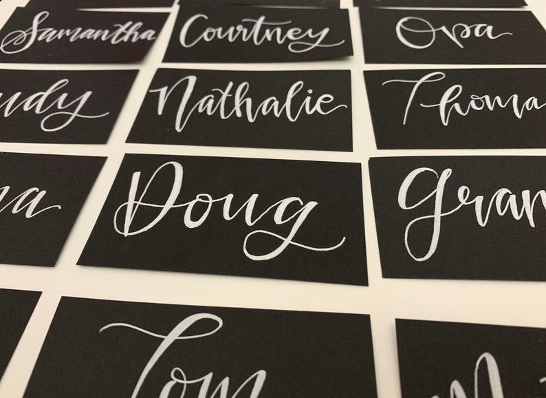 CUSTOM Black Place Cards Wedding Dinner Party Tent Cards | Etsy