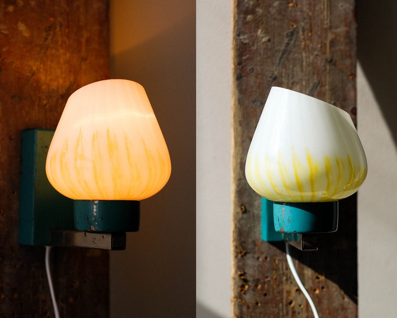 Soviétique BougeoirLampe Chevet De Space Age 70 Murale Lumière Turquoise Années Mur Des Verre En Rétro Blancamp; Vintage gyf6b7Y