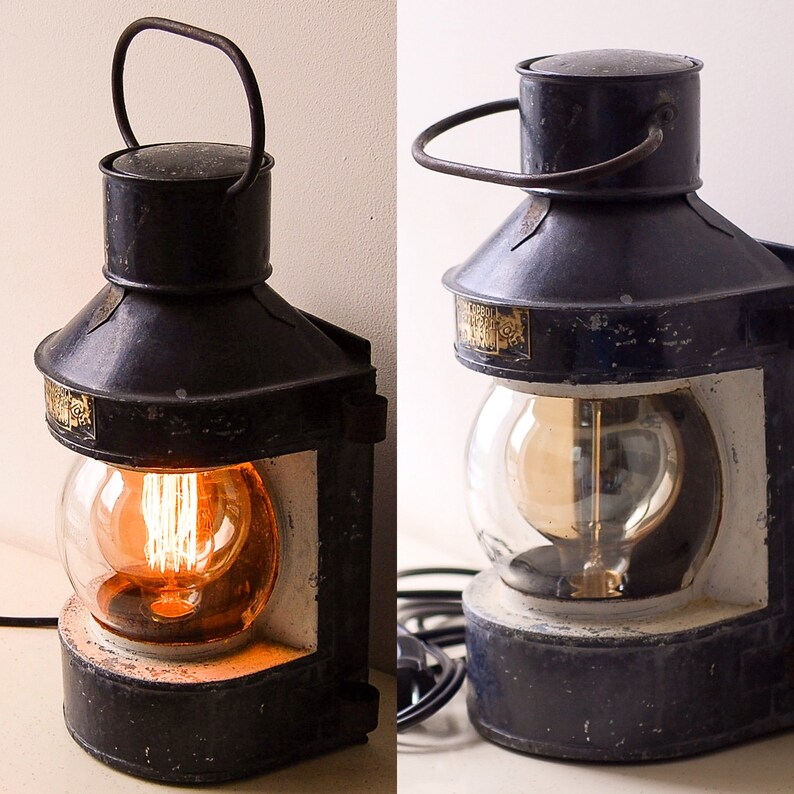 Railroad Lantern Industrial Desk Lamp Upcycled Lighting Image 0