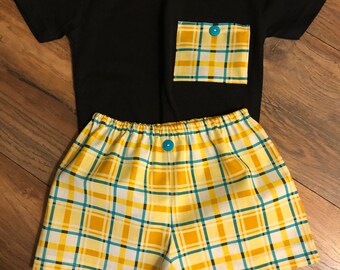 yellow plaid 2 piece set