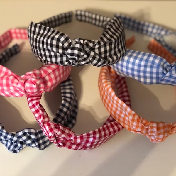 Farmhouse Country Gingham Headbands for Girls, One size fits all, multiple colors, for gifts, picnics, bridesmaids, mom n me, Free Shipping