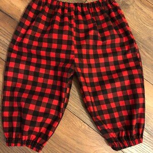 Buffalo Plaid Baby Bubble Pants: Red & Black, 12-18M