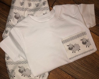 Little Lamb Flannel Warm Up Set for Baby, size 18-24M, Gray and White soft and comfy two piece set, ships quickly with Free Shipping!!