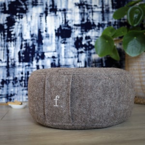 Meditation cushion handmade of wool felt, yoga cushion with buckweat filling - Organic yoga pillow