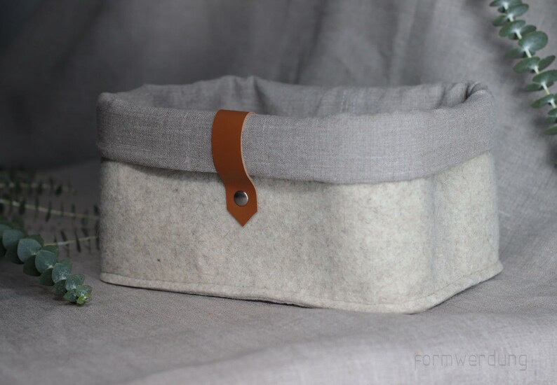 Wool Felt Storage Bin for Kitchen Storage Basket Natural Etsy