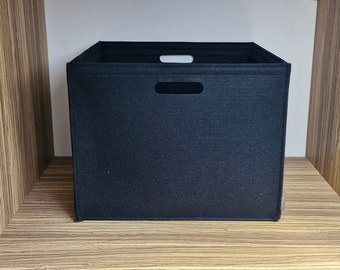 Panier en feutre robuste noir pour armoire en feutre de laine sur mesure boîte en feutre étagère boîte de rangement sur mesure