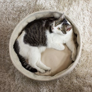 Cat beds & cat pillow, luxury woolfelt, dog bed, pet bed with washable pillow luxury hand made - custom size pet bed, cat cave, dog bed