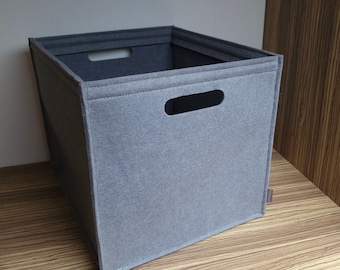 Cesta de fieltro gris para armario de fieltro de lana hecha a medida caja de fieltro caja de almacenamiento hecha a medida para Kallax, Billy o Eket