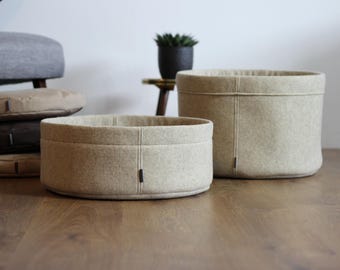 Round storage basket wool felt basket