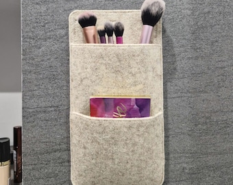 Felt Wall Organizer with Hook-and-Loop Fastener | 2 Pockets | Bathroom, Motorhome, Camper Van & Caravan | 32 × 17cm or Custom Size Available