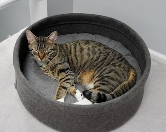 Elegante kattenmand van wolvilt kattenmand kattenkussen kattengrot / hondenmand hondenkussen met gezellig wasbaar kussen