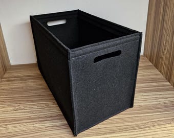 Cesta de fieltro resistente negra para armario hecha de fieltro de lana, caja de fieltro hecha a medida, caja de almacenamiento, caja de almacenamiento hecha a medida