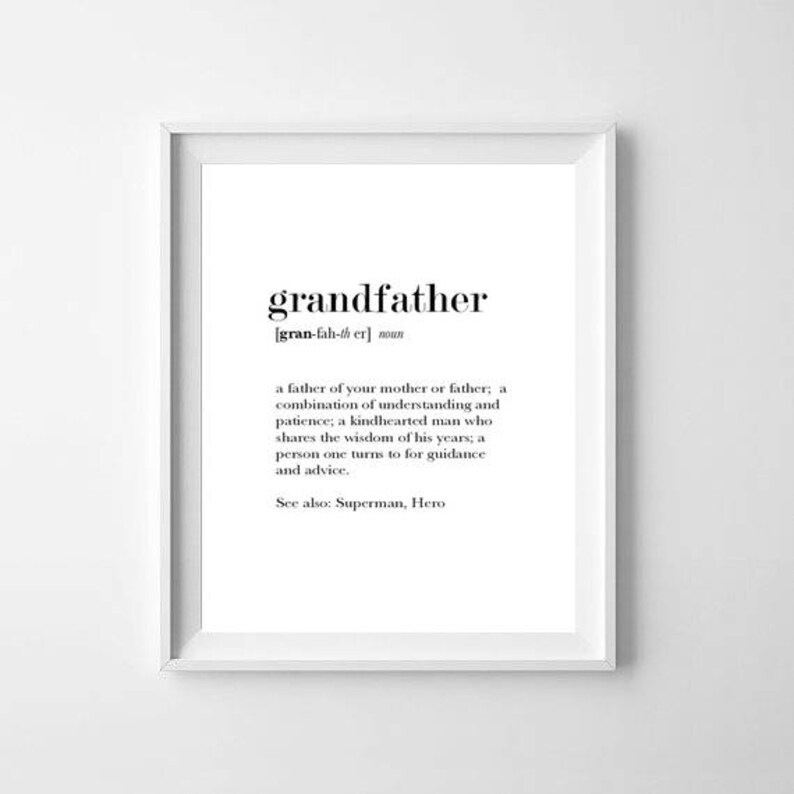 Grandfather Definition Print Grandfather Gift Gift for Etsy Australia