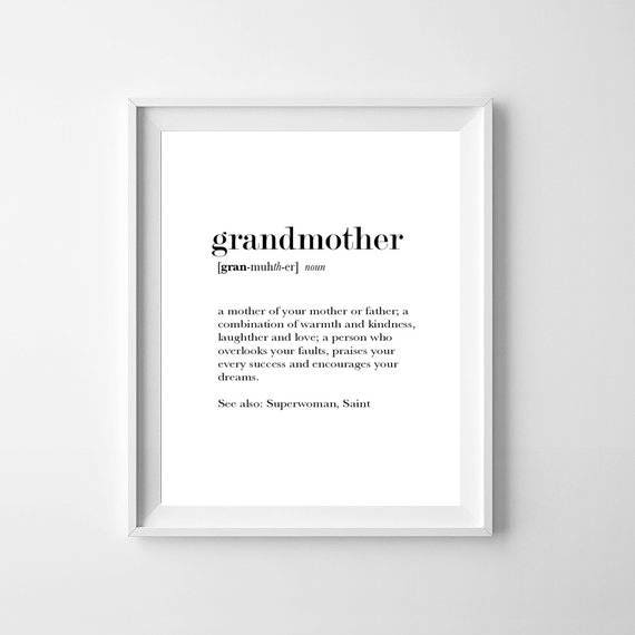 Grandmother Definition Print Grandparents Day Grandmother Etsy