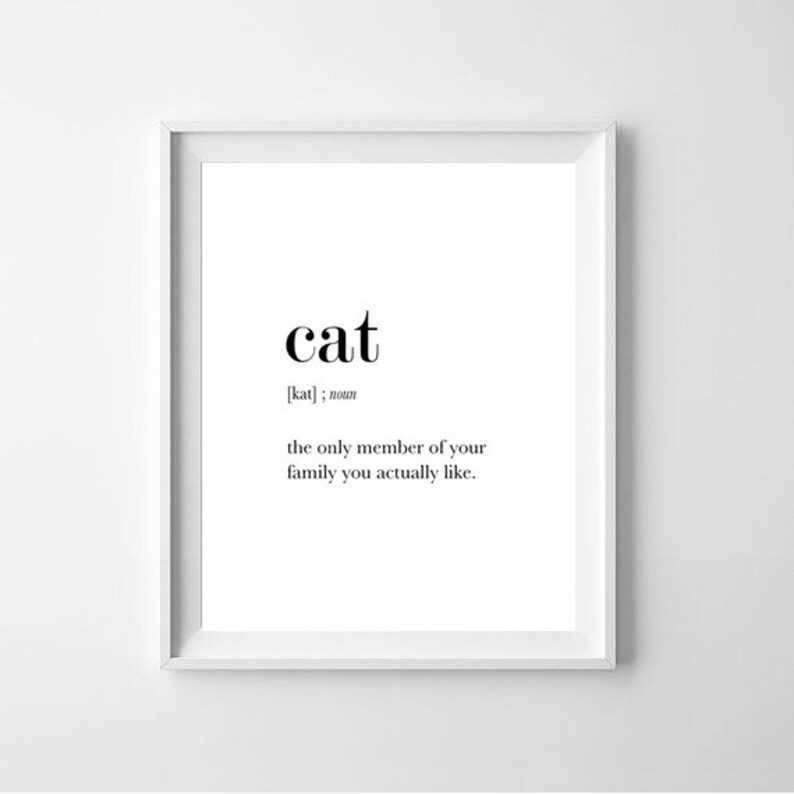 Cat Definition Print Cat Lover Gift Cat Wall Art Funny Cat Etsy