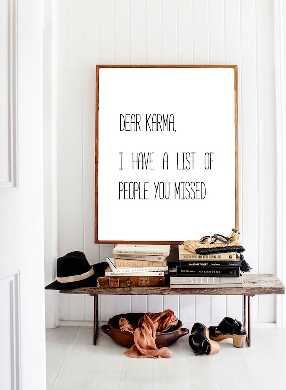 Karma Quote, Karma Print, Wall Karma Sayings, Karma Poster, Poster, Fun Karma Poster, Gift - Karma Etsy Art, Gift