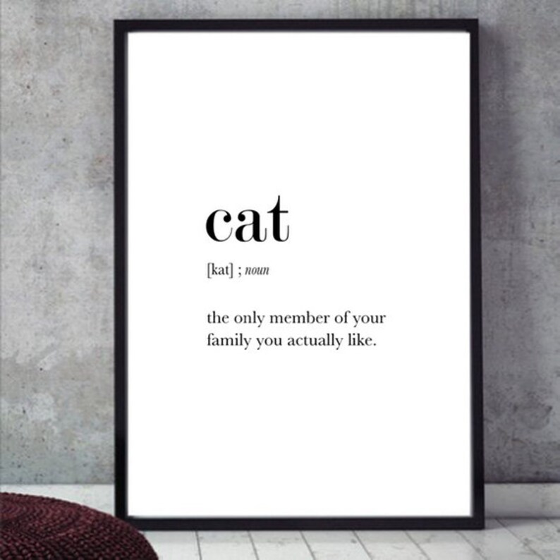 Cat Definition Print Cat Lover Gift Cat Wall Art Funny Cat Etsy