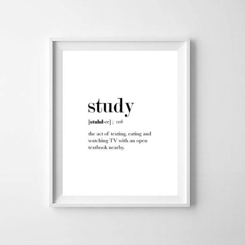 Study Definition Print Student Gift Funny Definition Etsy