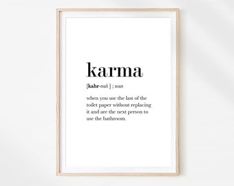 Definition Karma Funny Printable Bathroom Wall Art, Toilet Print, Toilet Wall Art, Bathroom Decor, Bathroom Print, Karma Definition Print