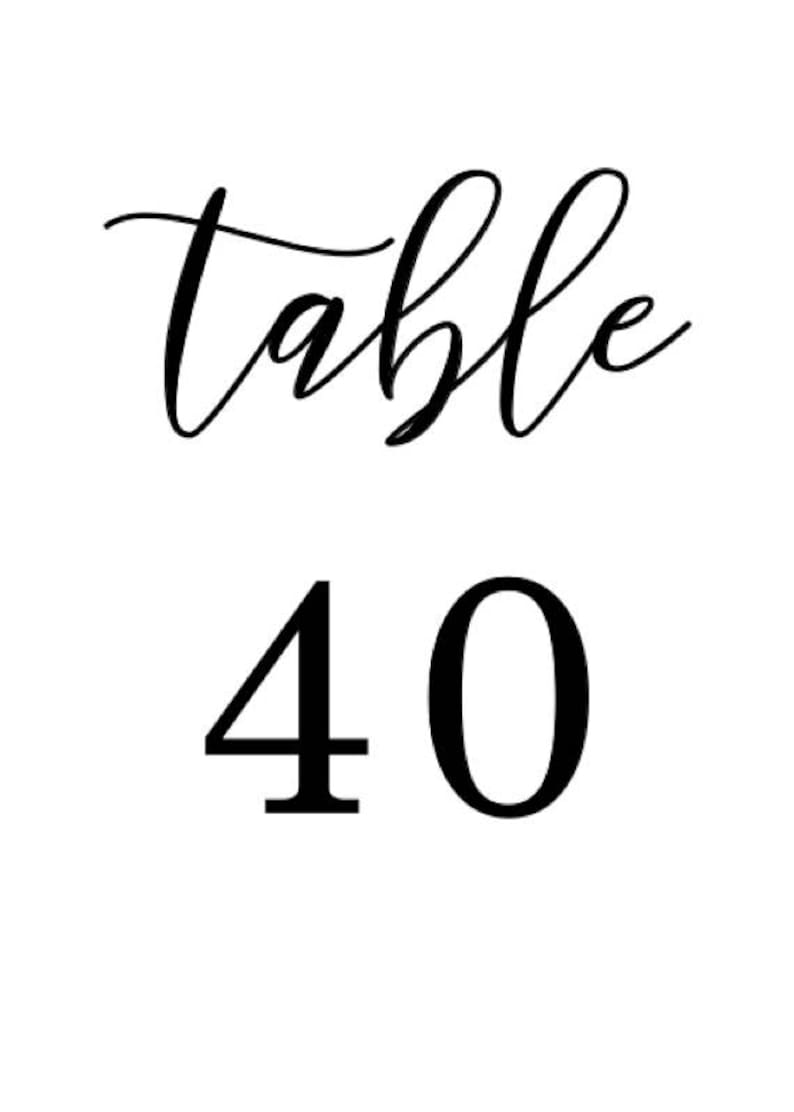 Table Numbers Wedding Printable 1-40 Party Table Numbers - Etsy