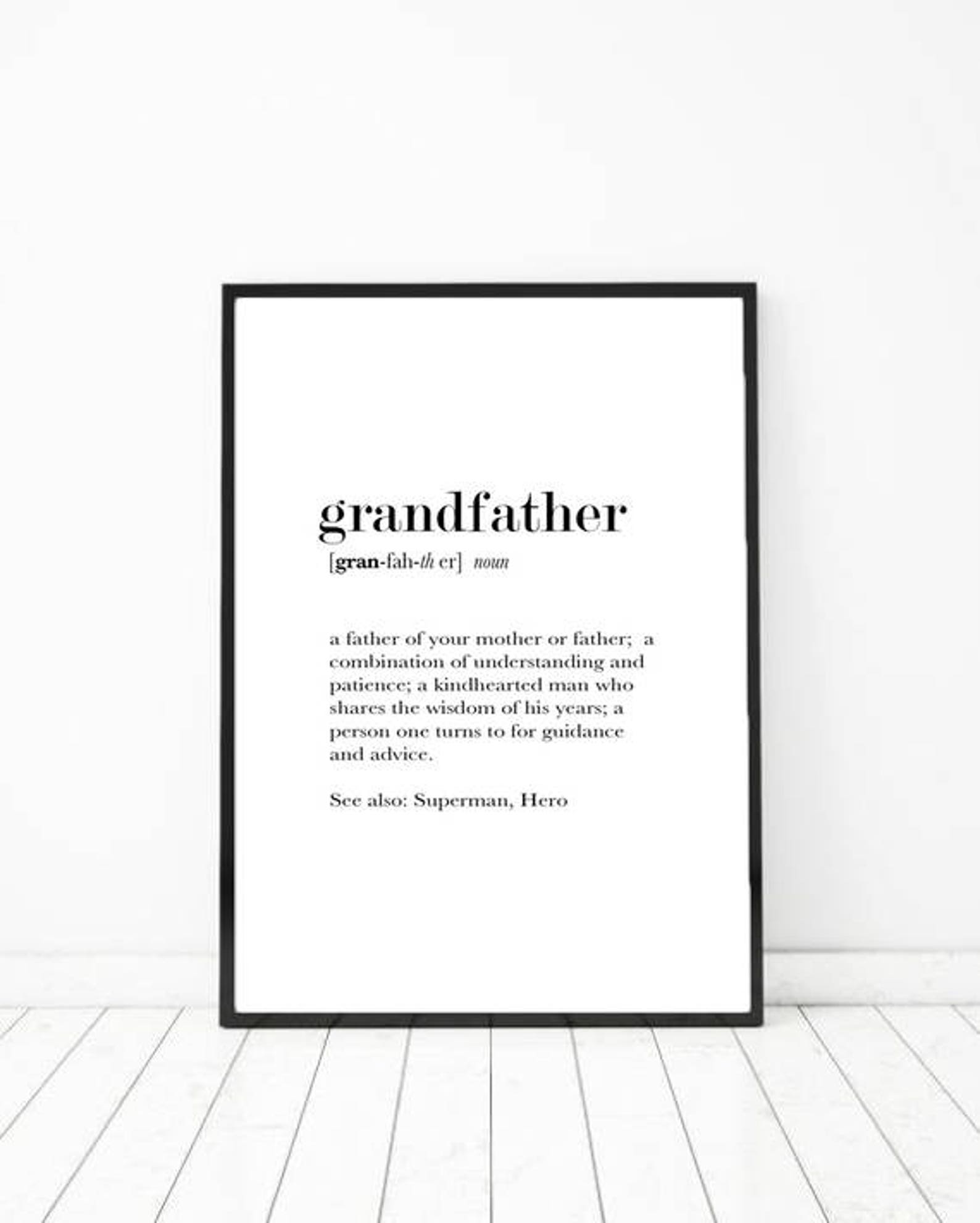 Grandfather Definition Print Grandfather Gift Gift for Etsy
