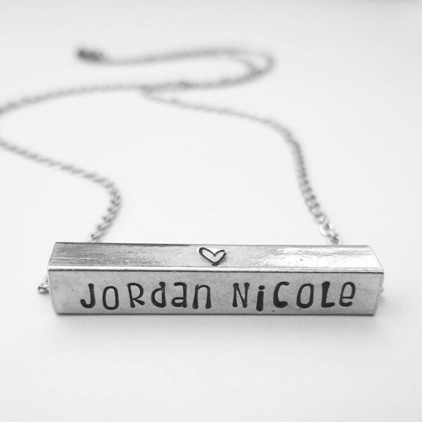Personalized Name Necklace For Mom, Hand Stamped Mother's Day Jewelry, New Mom Gift