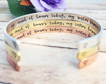 Maid of Honor Sister Bracelet, My Maid of Honor Today My Sister Forever, Bridesmaid Gift, Matron of Honor Gift, MOH Bridesmaid Proposal