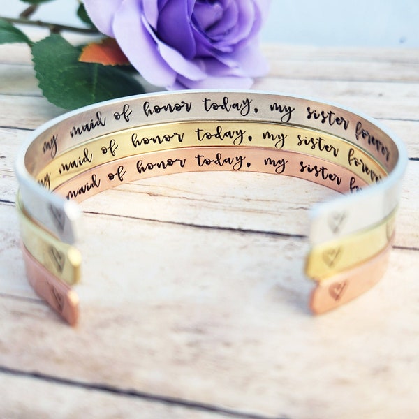 Maid of Honor Sister Bracelet, My Maid of Honor Today My Sister Forever, Bridesmaid Gift, Matron of Honor Gift, MOH Bridesmaid Proposal