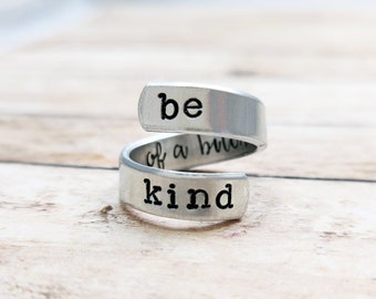 Be Kind Of A Bitch Ring, Be Kind Jewelry, Be Kind Of A Bitch, Gift For Sarcastic Friend, Hand Stamped Wrap Ring, Be Kind Ring