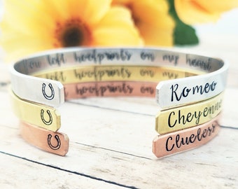 Personalized Horse Memorial Bracelet, You Left Hoofprints On My Heart, Horse Loss Gift, Horse Jewelry, Loss of Horse, Horse Memorial Gift