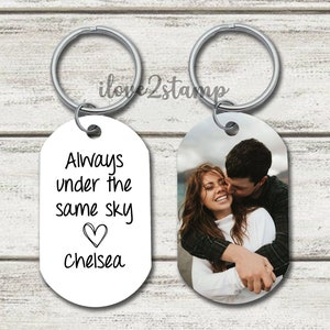 Always Under The Same Sky Keychain, Custom Military Deployment Gift, Personalized Long Distance Relationship Gift, Basic Training Gift