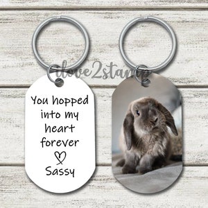 Rabbit Memorial Keychain, You Hopped Into My Heart Forever, Loss of Rabbit, Bunny Loss Gift, Custom Pet Memorial, Rabbit Sympathy Gifts