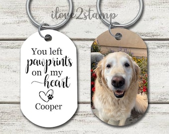 You Left Pawprints On My Heart, Pet Memorial Keychain, Pet Sympathy Gift, Dog Picture Keychain, Pet Memory Gift, Pet Remembrance, Pet Loss