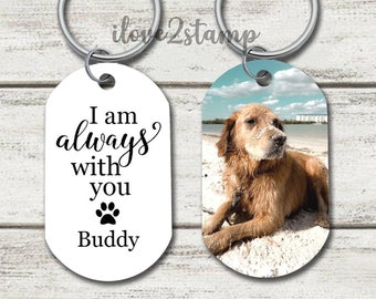 I Am Always With You Pet Keychain, Pet Sympathy Gift, Loss of Dog Gifts, Pet Memorial, Pet Portrait From Photo, Custom Dog Picture Keychain