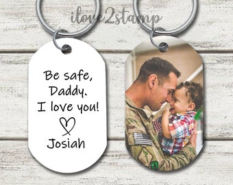 Be Safe Daddy Keychain, Fathers Day Deployment Gift, Fathers Day Gift From Kids, Gift For Police Officer, Firefighter Dad Gift Ideas