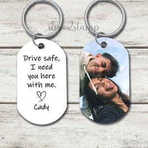 Porte-clés personnalisé Drive Safe, J'ai besoin de vous ici avec moi, cadeau de 16e anniversaire pour petit ami, cadeau d'anniversaire pour elle, porte-clé photo personnalisé image 7