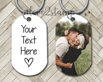 Personalized Text Keychain, Doubled Sided Picture Keychain, 1st Anniversary Boyfriend Gift, Girlfriend Gift Idea, Custom Quotes Keychain