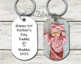 Fathers Day Gift For First Time Dad, Stepdad Gift, Personalized Gifts For Dad, 1st Fathers Day Custom Keychain For Men, Photo Gift For Dad