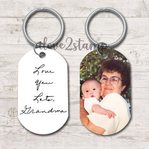 Regalo de escritura a mano, regalo de escritura a mano en la memoria, regalos conmemorativos personalizados, llavero de escritura a mano real, llavero de imagen personalizado