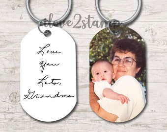 Handwriting Gift, Handwriting Gift In Memory, Personalized Memorial Gifts, Actual Handwriting Keychain, Personalized Picture Keychain