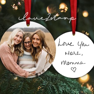 Werkelijk handschrift fotoornament, handschrift aandenken herdenkingsornamenten, herdenkingsornament Dad Memorial Gift, 2024 kerstornament