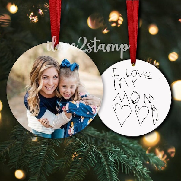 Kids Handwriting Ornament, Children's Keepsake Ornament, Handwriting Gift, Signature Ornament, Christmas Gift For Mom, Mom Gift From Kids