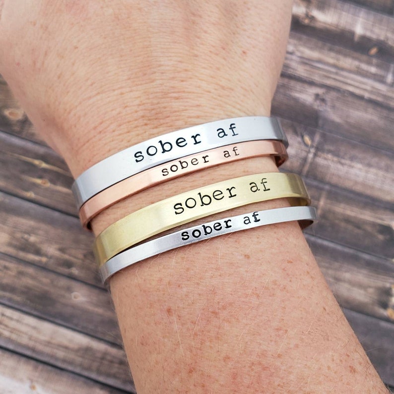Sober AF Bracelet 1 Year Sobriety Gift Sober Anniversary Etsy