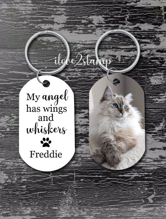 Personalized Cat Memorial Gift, Custom Cat Keychain Pet Memorial Gift, Pet Loss Gift, Pet Sympathy Gift for Cat Dad, Pet Remembrance Gift
