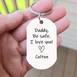 Personalized Police Dad Keychain, Daddy Be Safe, Thin Blue Line, Police Retirement Gift, Hero, Police Officer Cop Gift, Custom Cop Keychain image 3