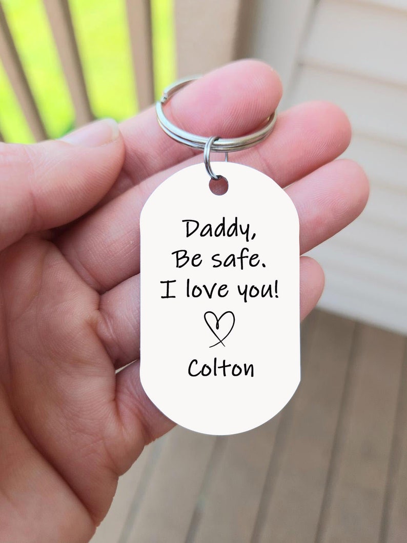 Personalized Police Dad Keychain, Daddy Be Safe, Thin Blue Line, Police Retirement Gift, Hero, Police Officer Cop Gift, Custom Cop Keychain image 3