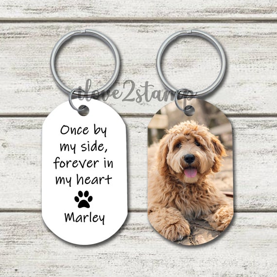 Pet memorial photo keychain deals
